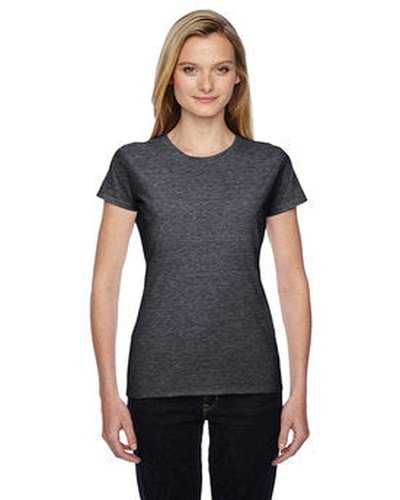 Fruit of the Loom SSFJR Ladies&#39; Sofspun Jersey Junior Crew T-Shirt - Charcoal Heather - HIT a Double