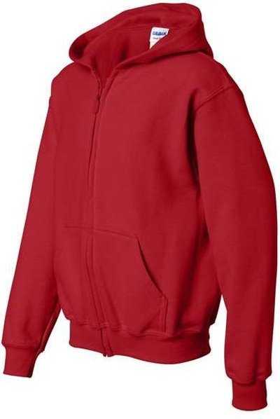 Gildan 18600B Heavy Blend Youth Full-Zip Hooded Sweatshirt - Red - HIT a Double - 1