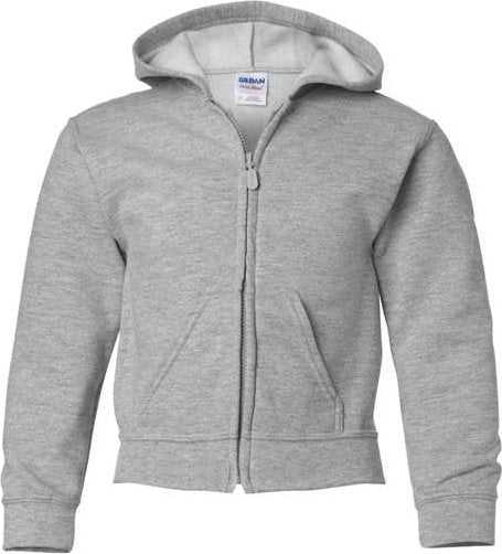 Gildan 18600B Heavy Blend Youth Full-Zip Hooded Sweatshirt - Sport Gray - HIT a Double - 1