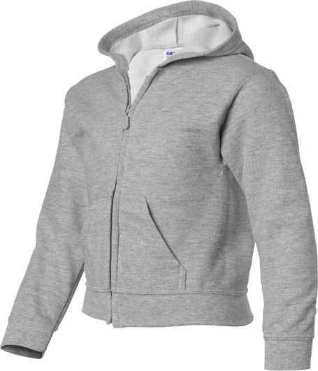 Gildan 18600B Heavy Blend Youth Full-Zip Hooded Sweatshirt - Sport Gray - HIT a Double - 2
