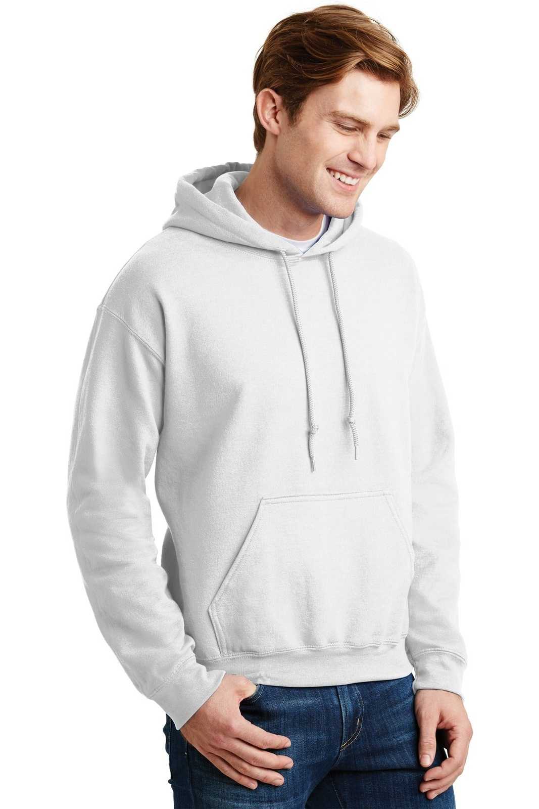 Gildan 12500 Dryblend Pullover Hooded Sweatshirt - White - HIT a Double