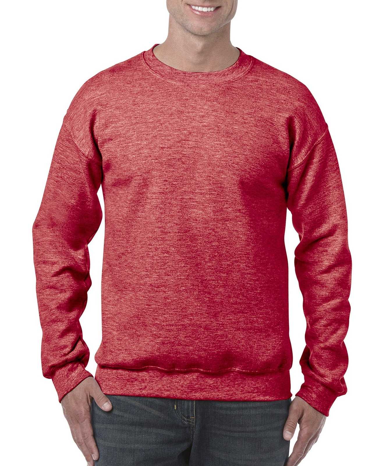 Gildan 18000 Heavy Blend Crewneck Sweatshirt - Heather Sport Scarlet Red - HIT a Double
