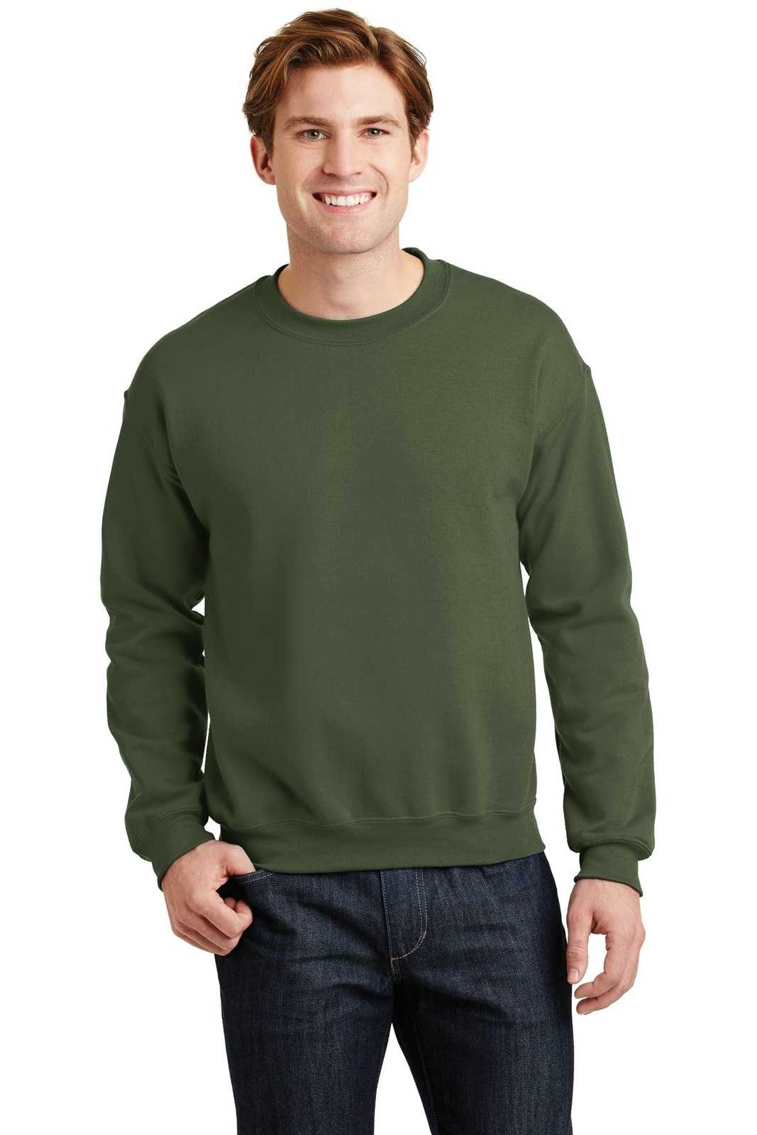 Gildan 18000 Heavy Blend Crewneck Sweatshirt - Military Green - HIT a Double