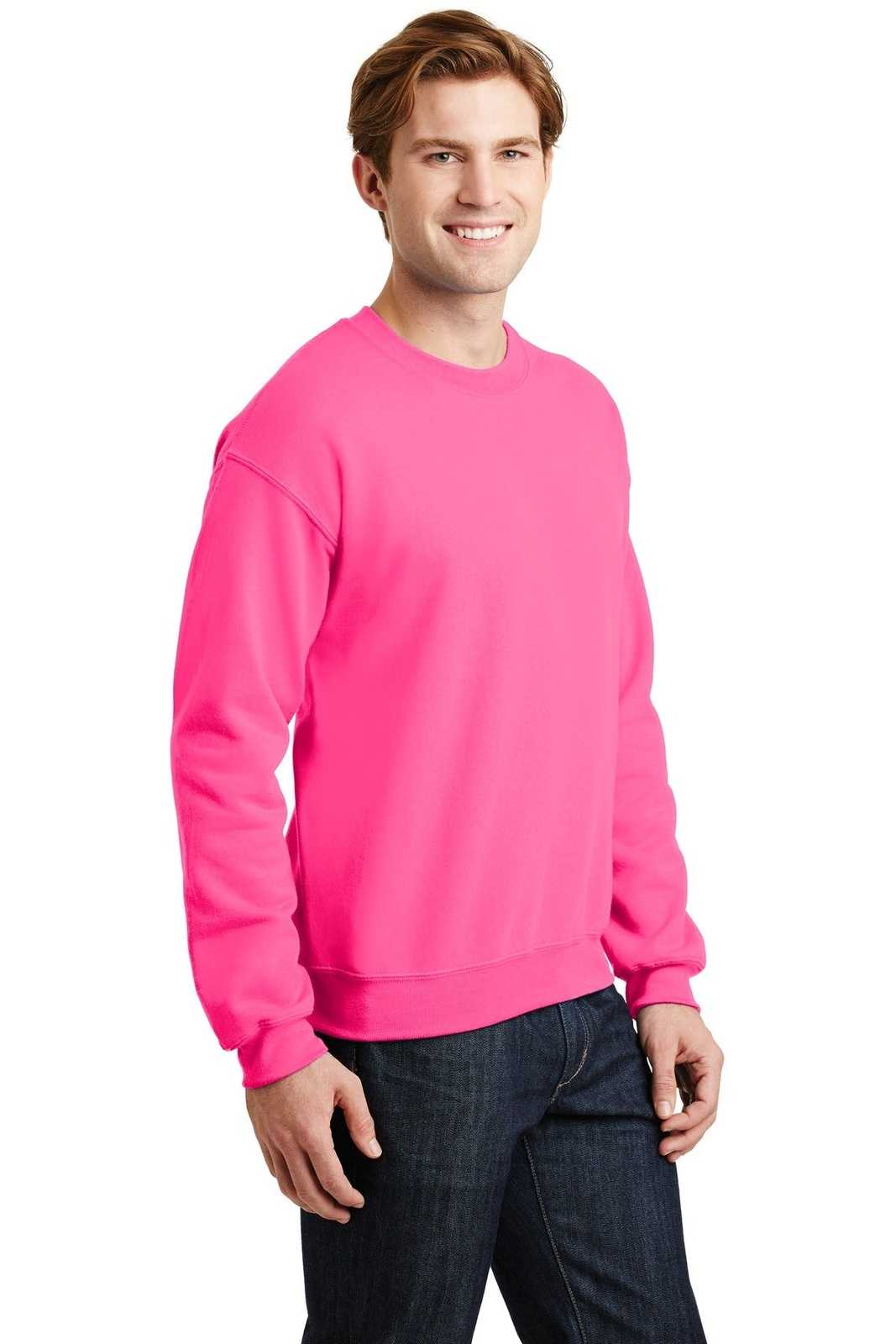 Gildan 18000 Heavy Blend Crewneck Sweatshirt - Safety Pink - HIT a Double
