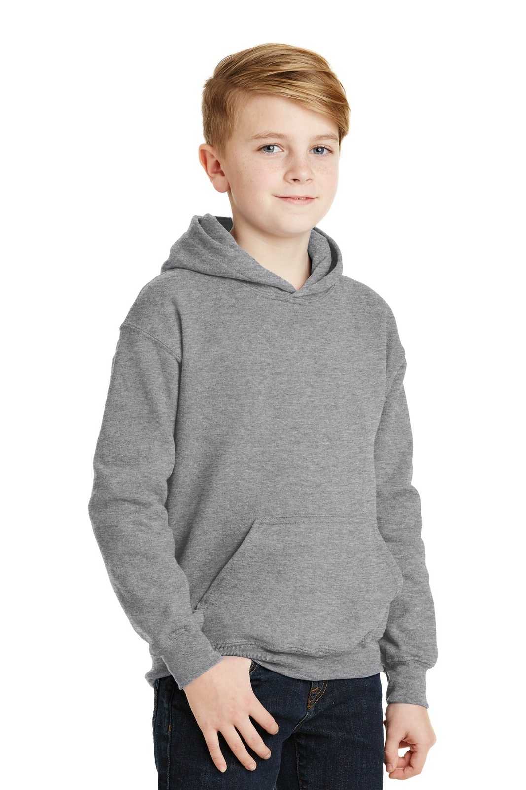 Gildan 18500B Youth Heavy Blend Hooded Sweatshirt - Sport Gray - HIT a Double