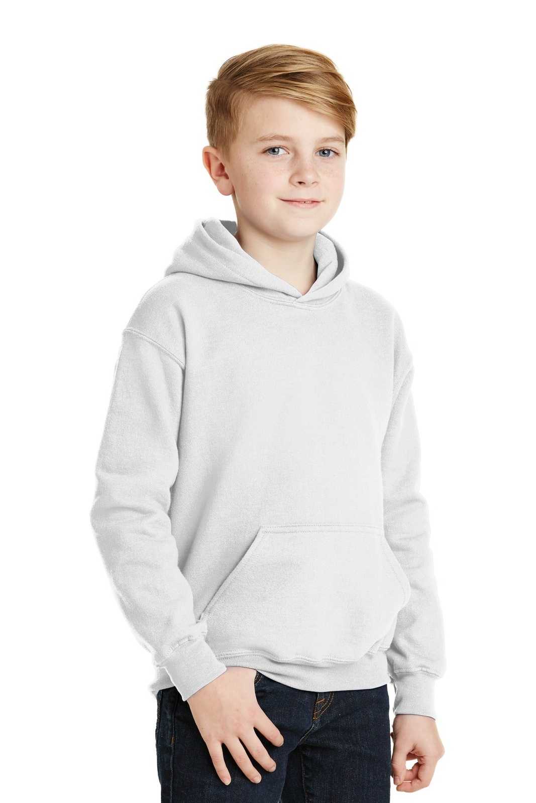 Gildan 18500B Youth Heavy Blend Hooded Sweatshirt - White - HIT a Double