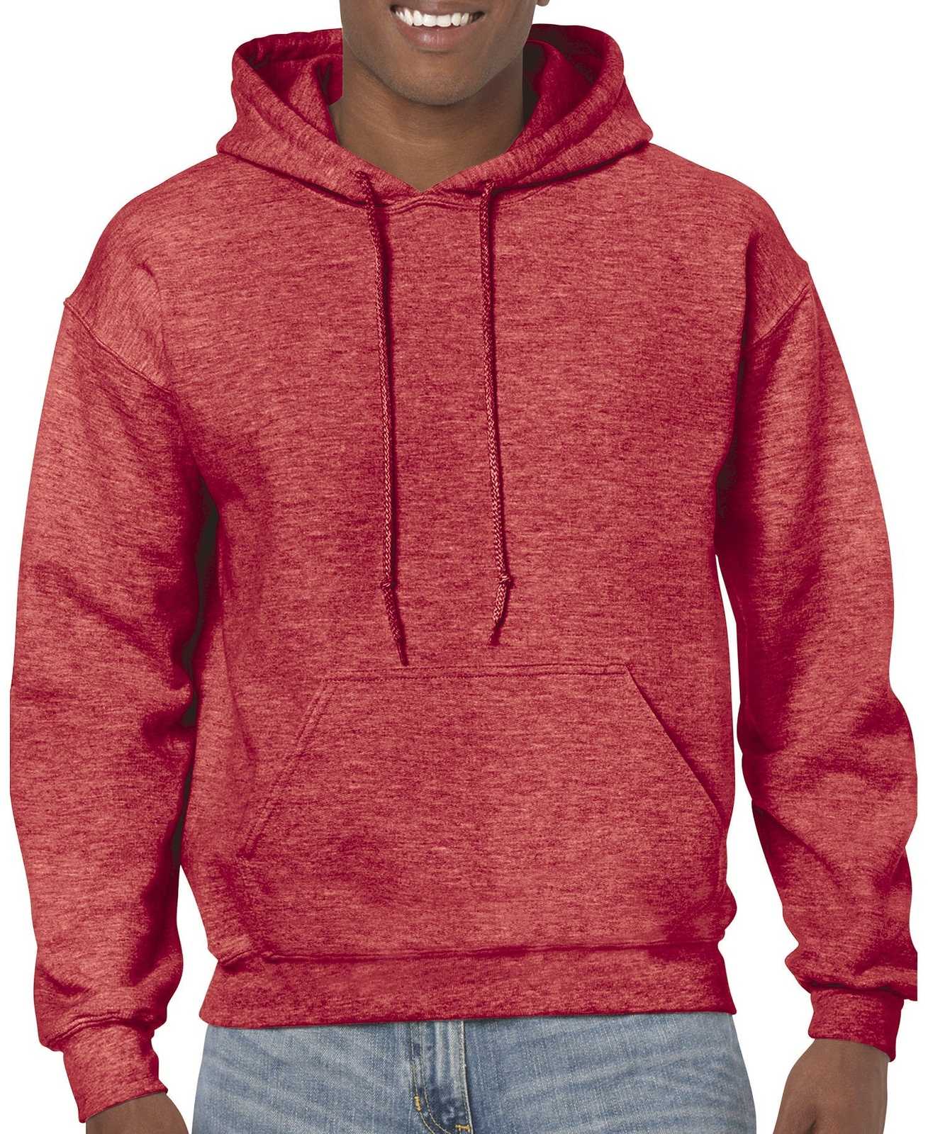 Gildan 18500 Heavy Blend Hooded Sweatshirt - Heather Sport Scarlet Red - HIT a Double