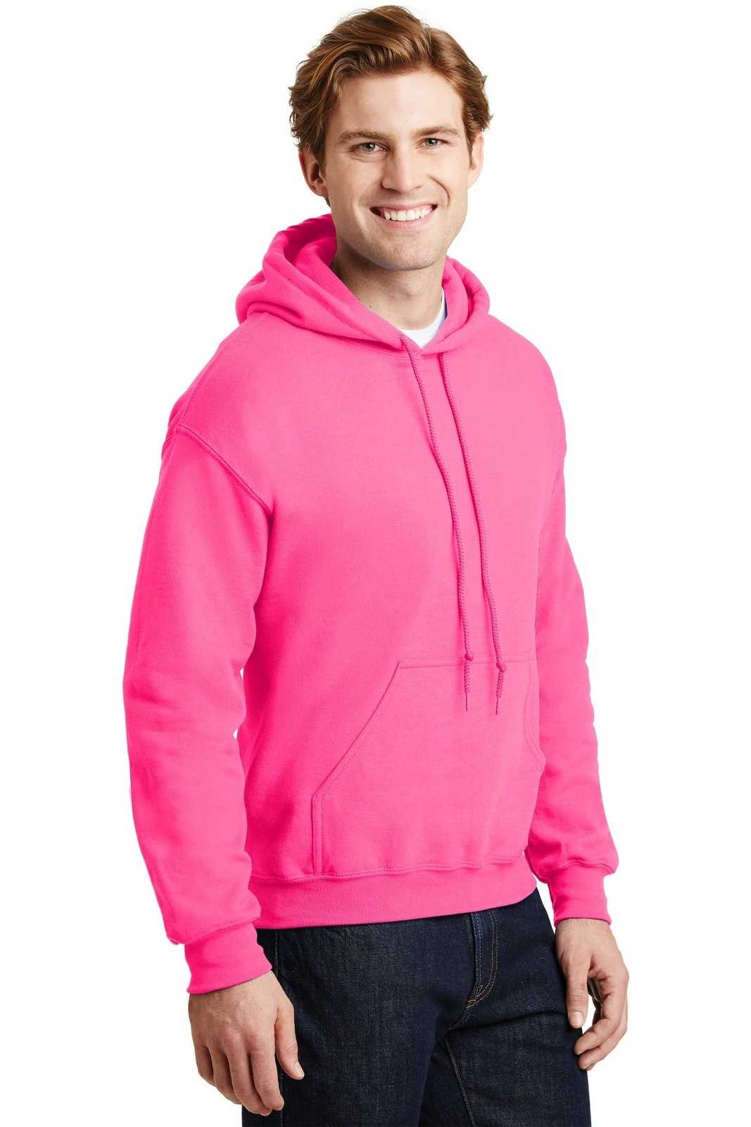 Gildan 18500 Heavy Blend Hooded Sweatshirt - Safety Pink - HIT a Double