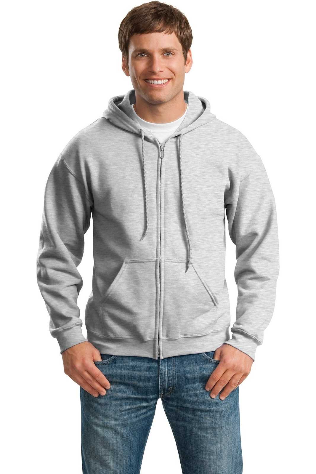 Gildan 18600 Heavy Blend Full-Zip Hooded Sweatshirt - Ash Gray - HIT a Double