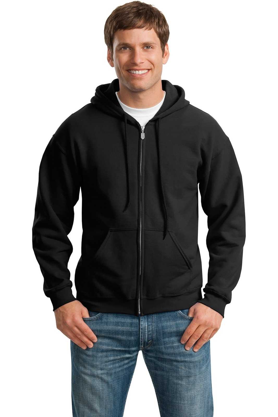 Gildan 18600 Heavy Blend Full-Zip Hooded Sweatshirt - Black - HIT a Double