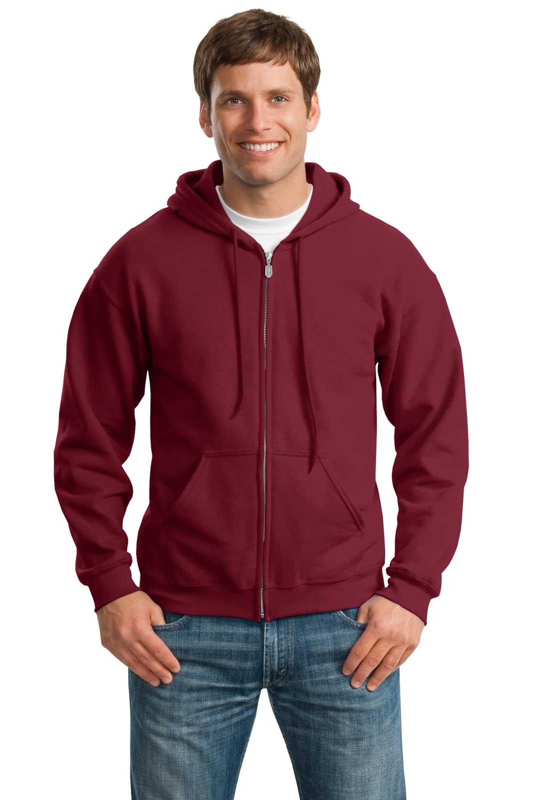 Gildan 18600 Heavy Blend Full-Zip Hooded Sweatshirt - Cardinal - HIT a Double