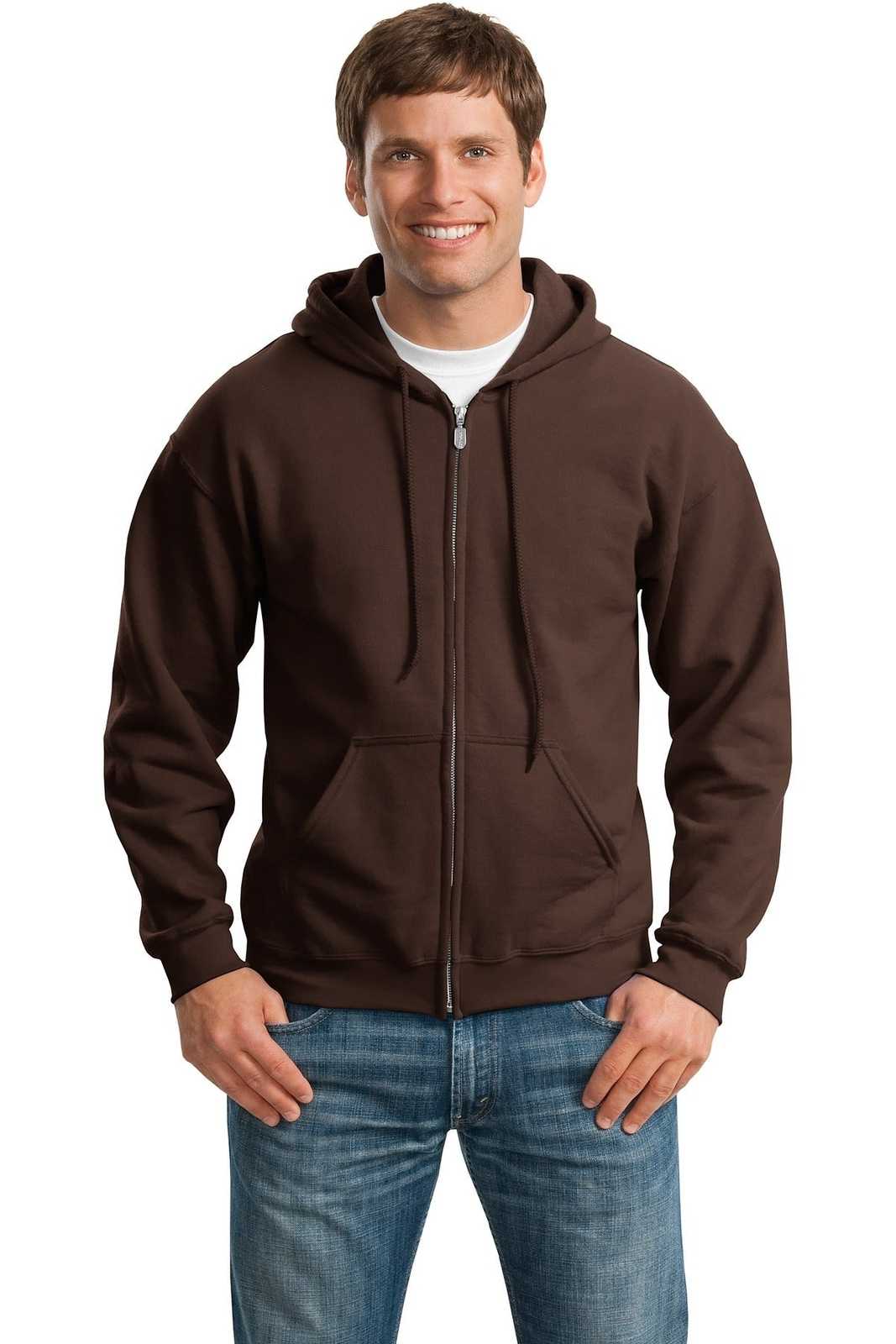Gildan 18600 Heavy Blend Full-Zip Hooded Sweatshirt - Dark Chocolate - HIT a Double