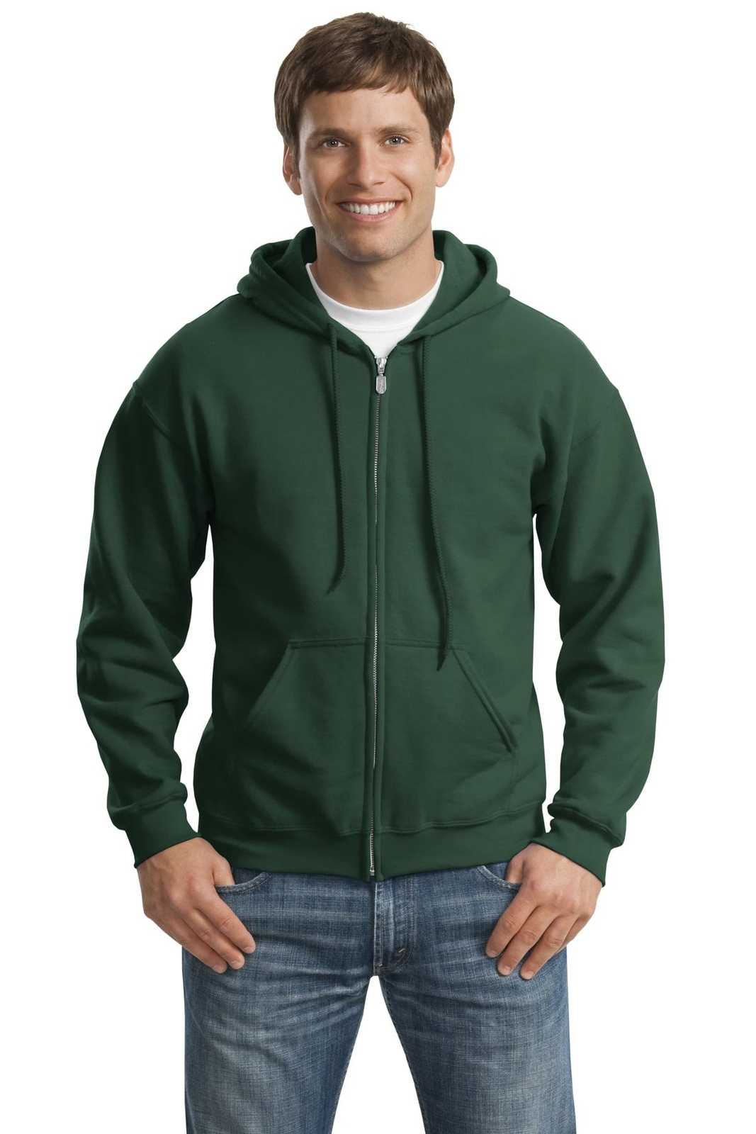 Gildan 18600 Heavy Blend Full-Zip Hooded Sweatshirt - Forest Green - HIT a Double