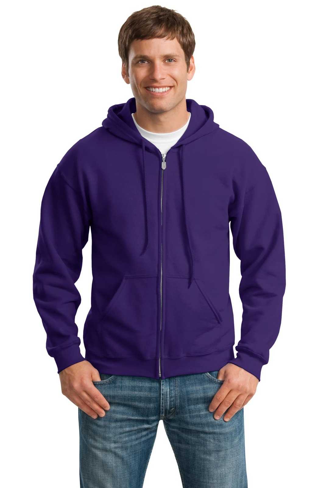 Gildan 18600 Heavy Blend Full-Zip Hooded Sweatshirt - Purple - HIT a Double