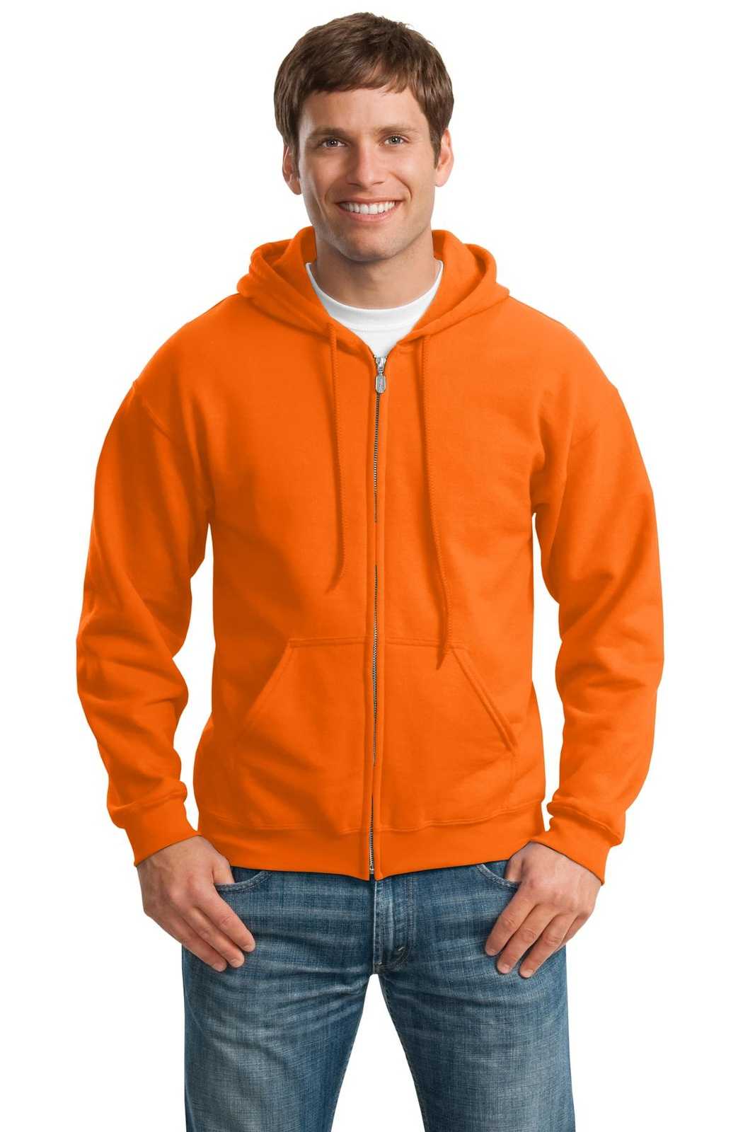 Gildan 18600 Heavy Blend Full-Zip Hooded Sweatshirt - S. Orange - HIT a Double