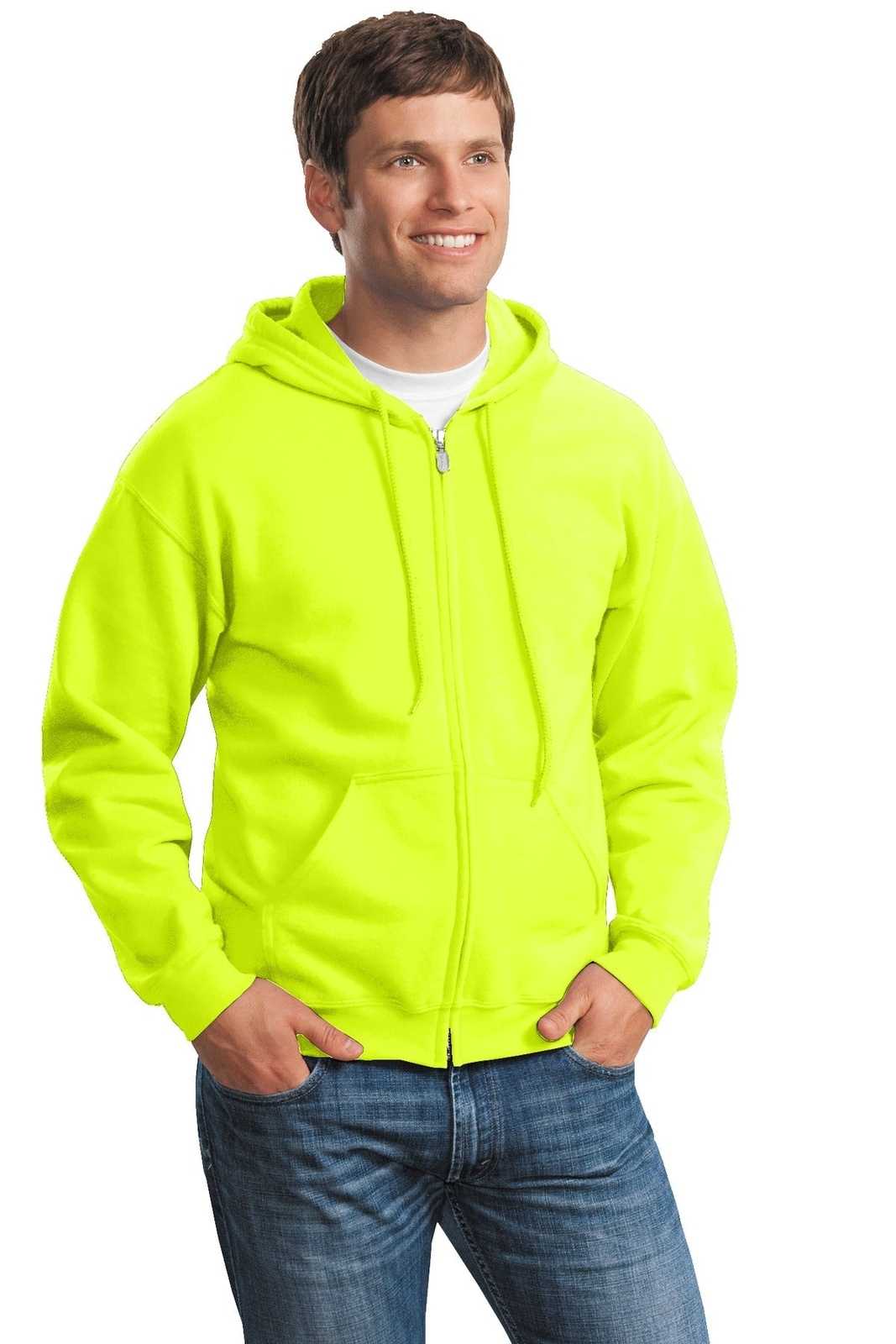 Gildan 18600 Heavy Blend Full-Zip Hooded Sweatshirt - Safety Green - HIT a Double
