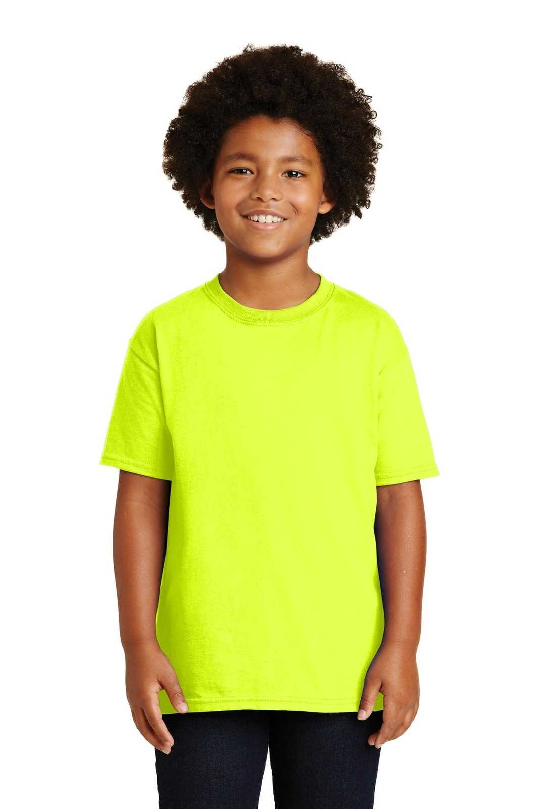 Gildan 2000B Youth Ultra Cotton 100% Cotton T-Shirt - Safety Green - HIT a Double