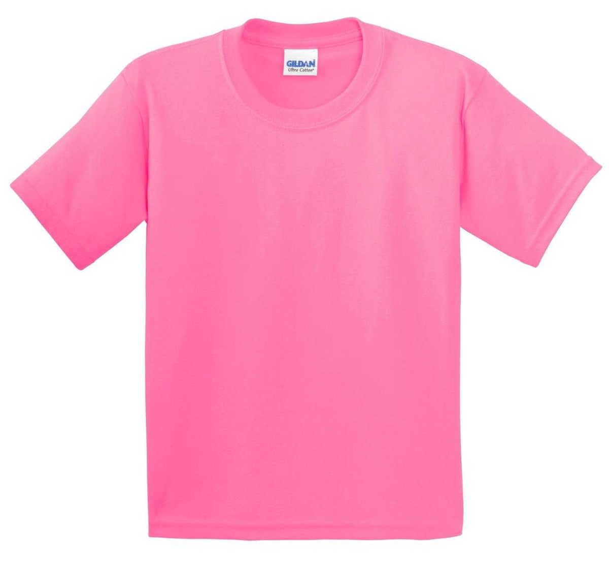 Gildan 2000B Youth Ultra Cotton 100% Cotton T-Shirt - Safety Pink - HIT a Double