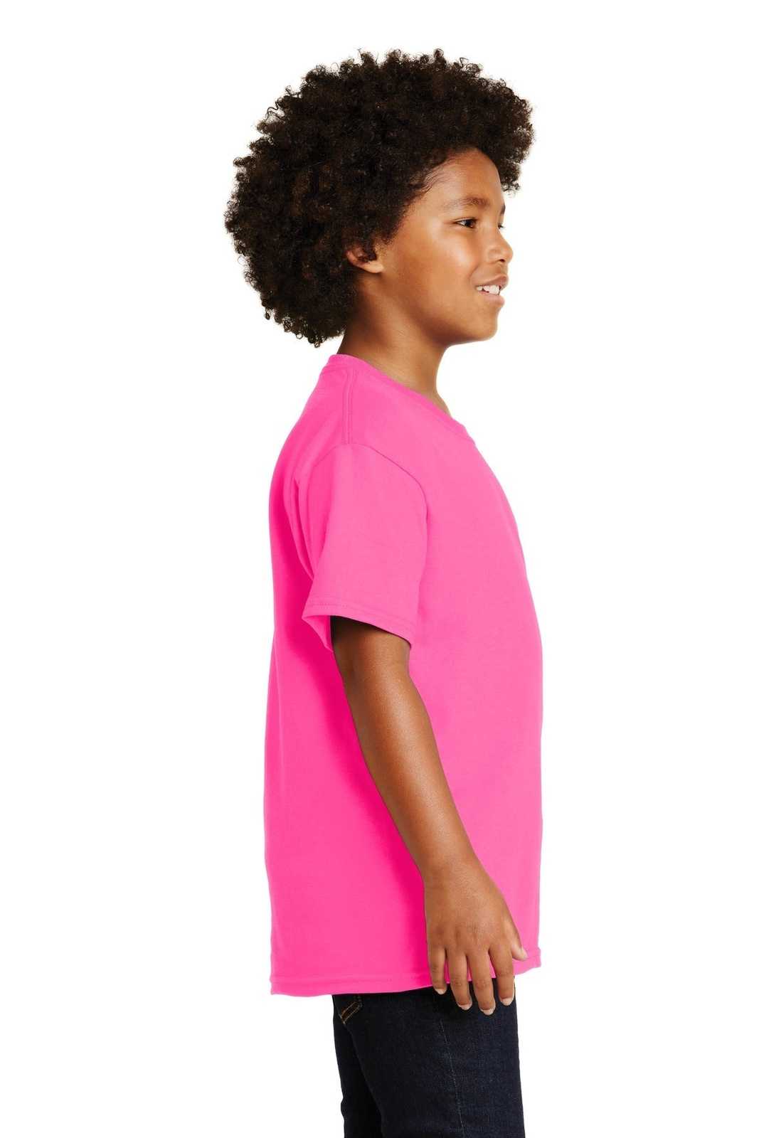 Gildan 2000B Youth Ultra Cotton 100% Cotton T-Shirt - Safety Pink - HIT a Double