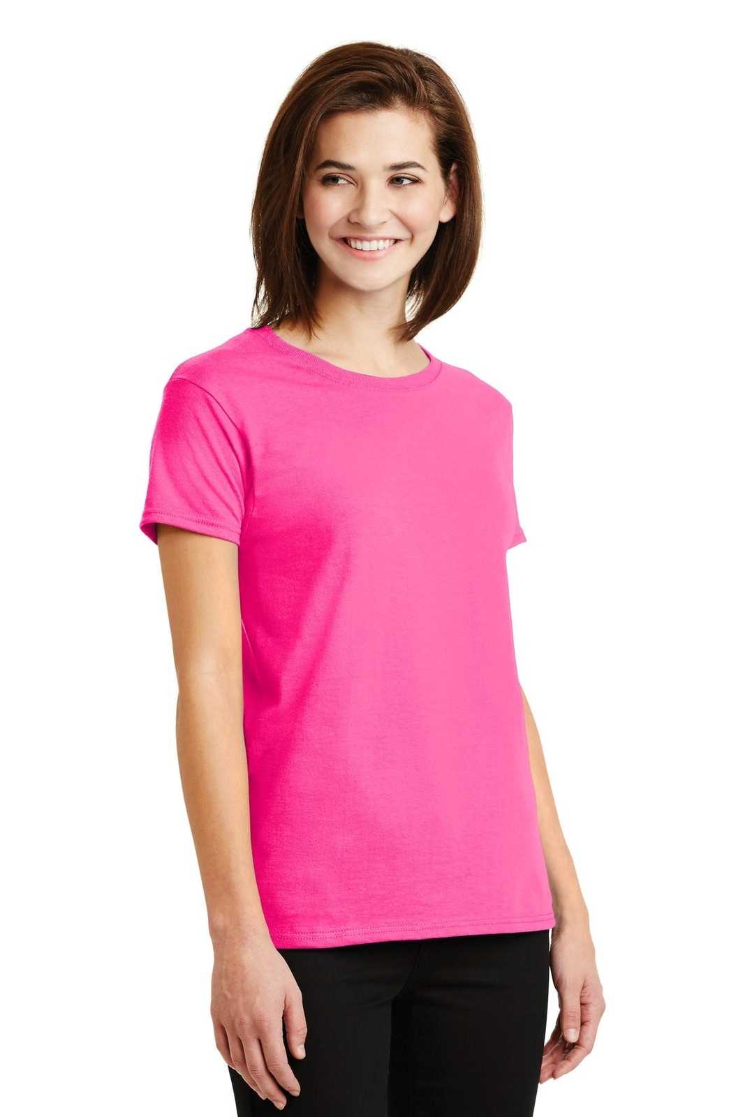 Gildan 2000L Ladies Ultra Cotton 100% Cotton T-Shirt - Safety Pink - HIT a Double