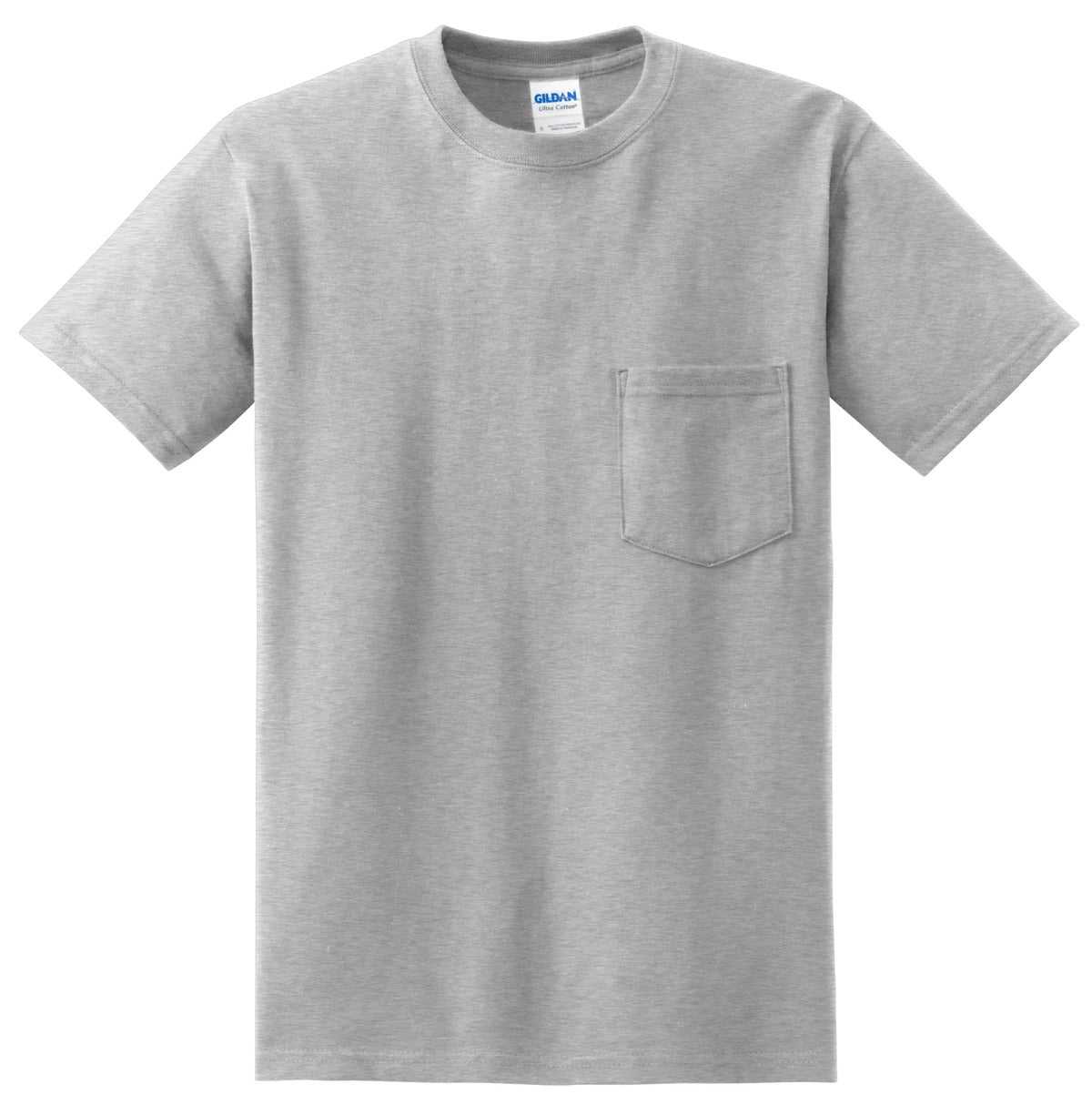 Gildan 2300 Ultra Cotton 100% Cotton T-Shirt with Pocket - Ash - HIT a Double