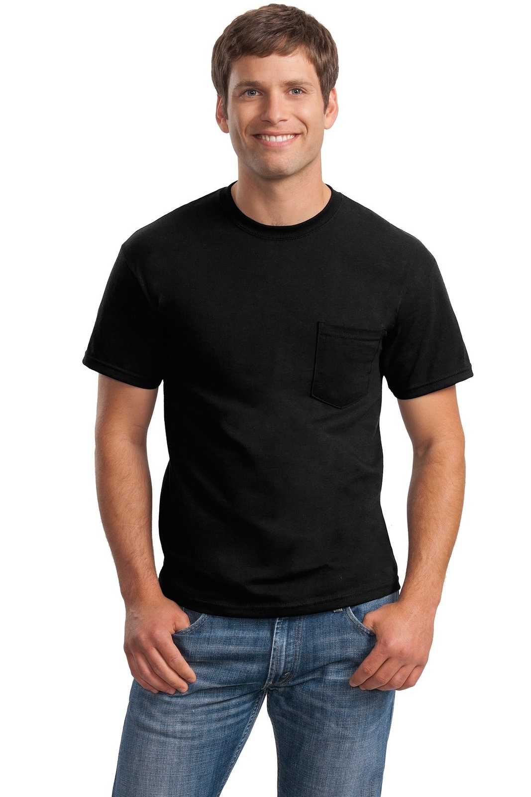 Gildan 2300 Ultra Cotton 100% Cotton T-Shirt with Pocket - Black - HIT a Double