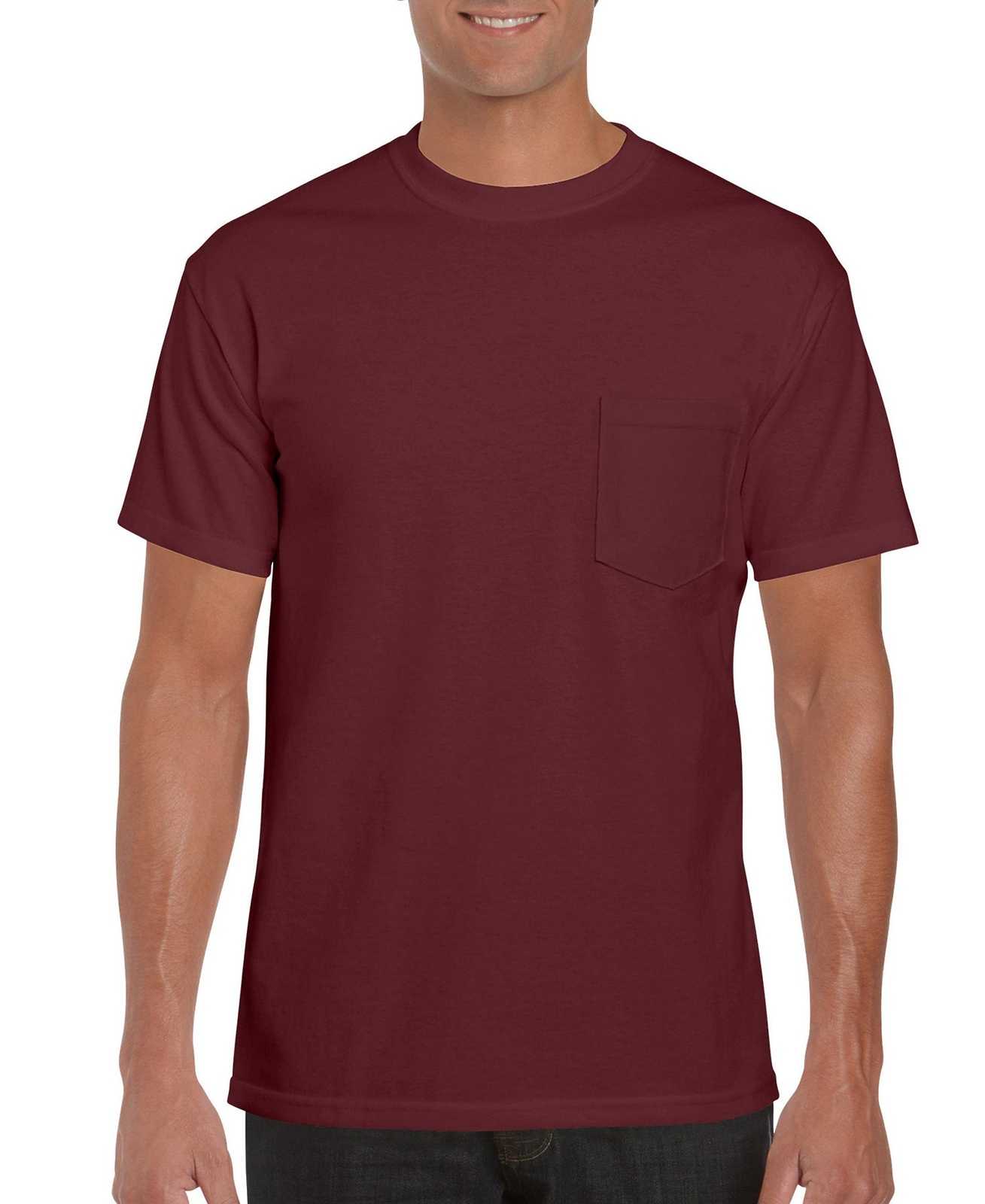 Gildan 2300 Ultra Cotton 100% Cotton T-Shirt with Pocket - Maroon - HIT a Double