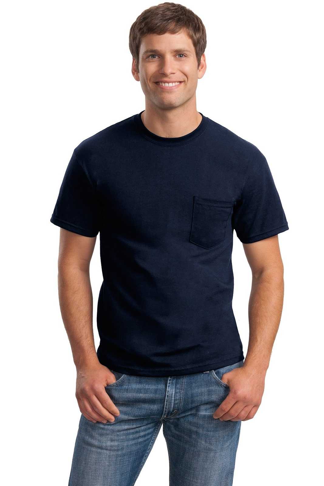 Gildan 2300 Ultra Cotton 100% Cotton T-Shirt with Pocket - Navy - HIT a Double