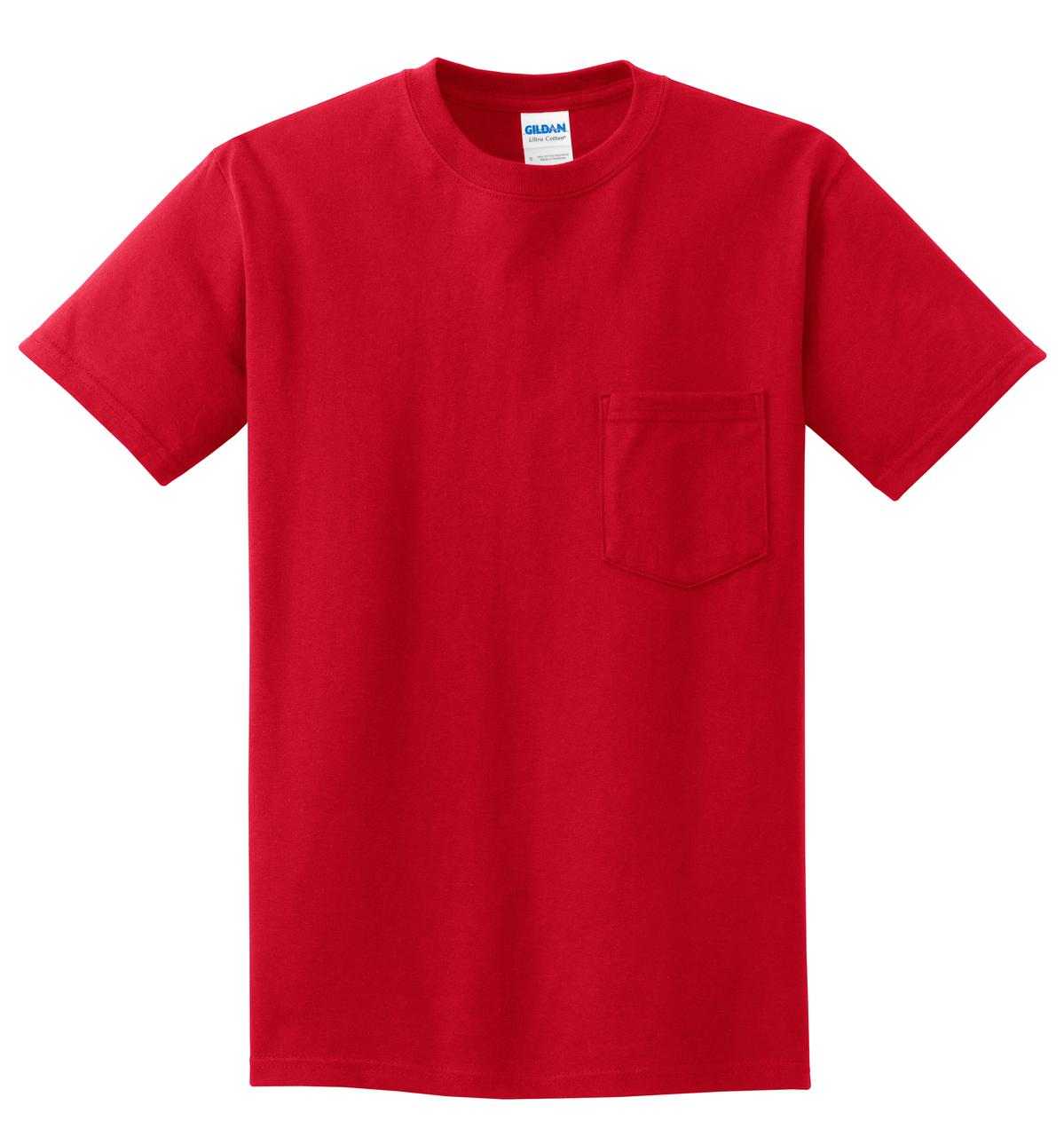 Gildan 2300 Ultra Cotton 100% Cotton T-Shirt with Pocket - Red - HIT a Double