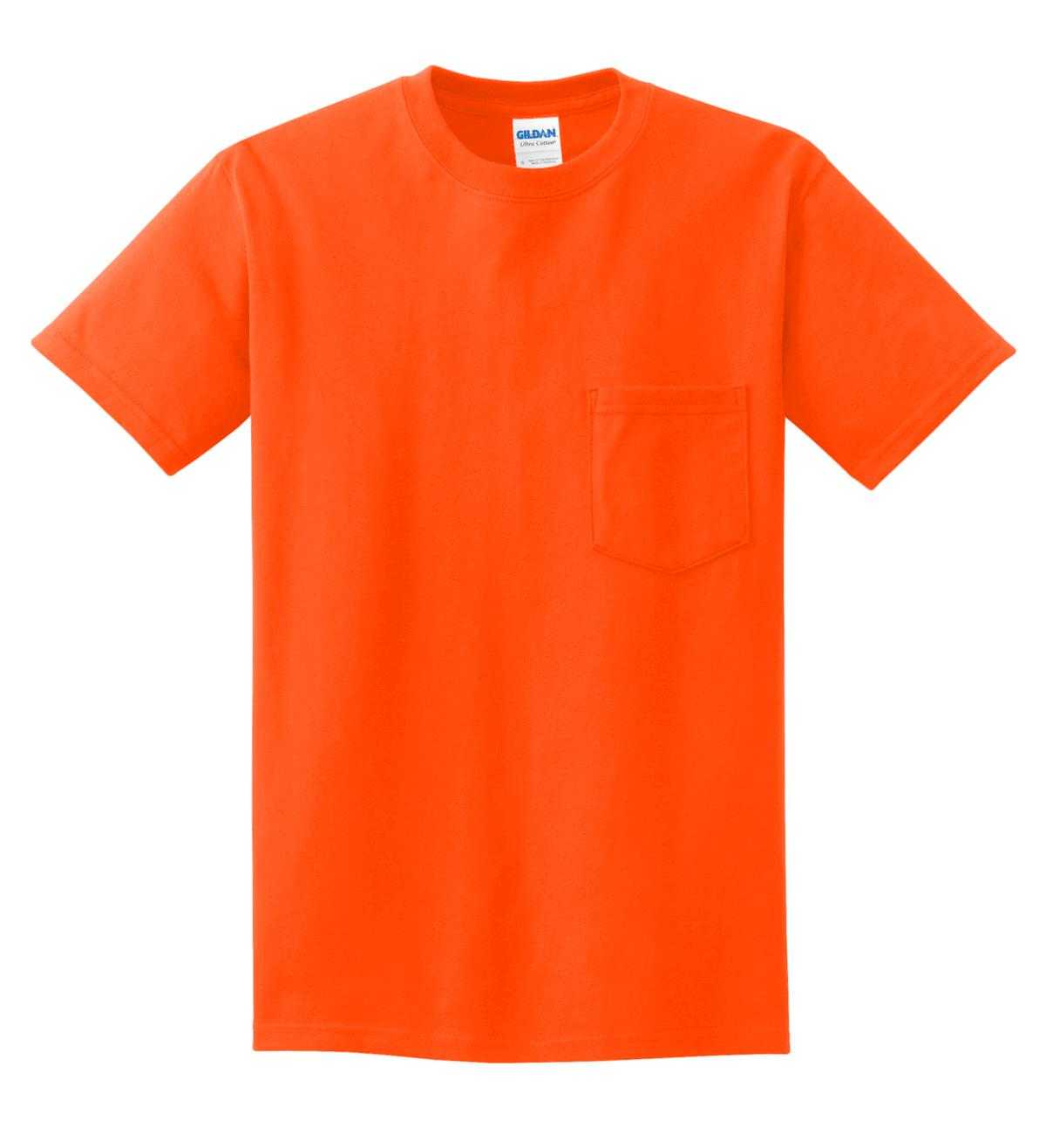 Gildan 2300 Ultra Cotton 100% Cotton T-Shirt with Pocket - S. Orange - HIT a Double