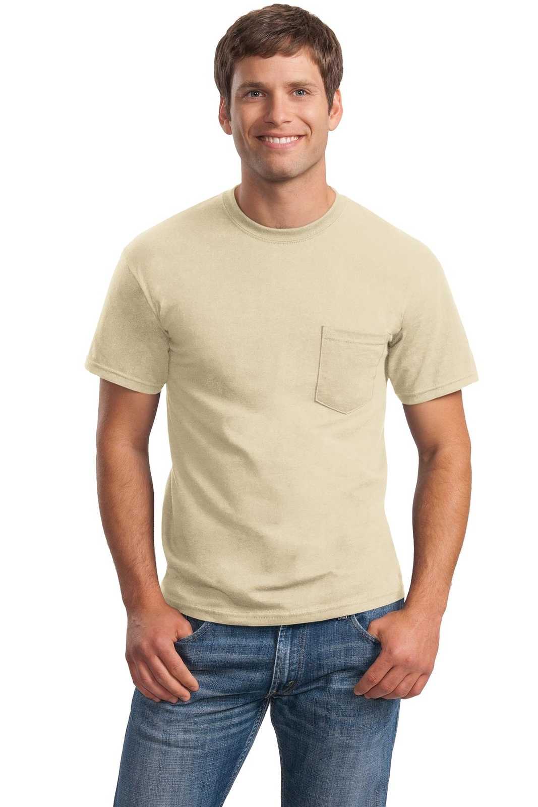 Gildan 2300 Ultra Cotton 100% Cotton T-Shirt with Pocket - Sand - HIT a Double