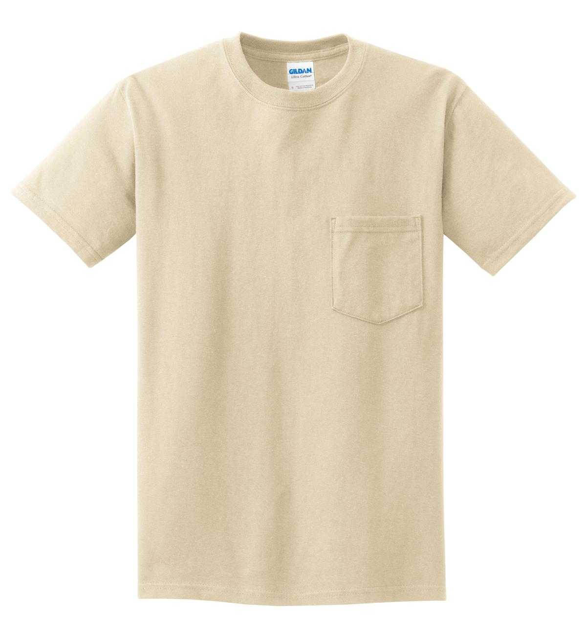 Gildan 2300 Ultra Cotton 100% Cotton T-Shirt with Pocket - Sand - HIT a Double