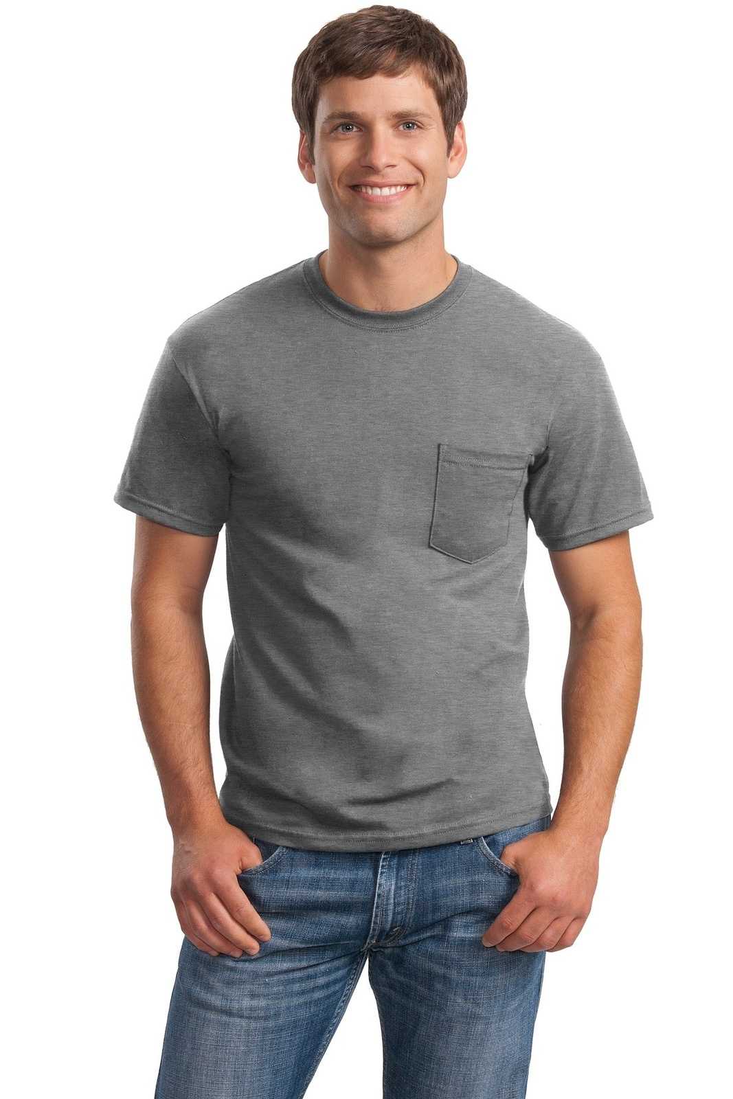 Gildan 2300 Ultra Cotton 100% Cotton T-Shirt with Pocket - Sport Gray - HIT a Double