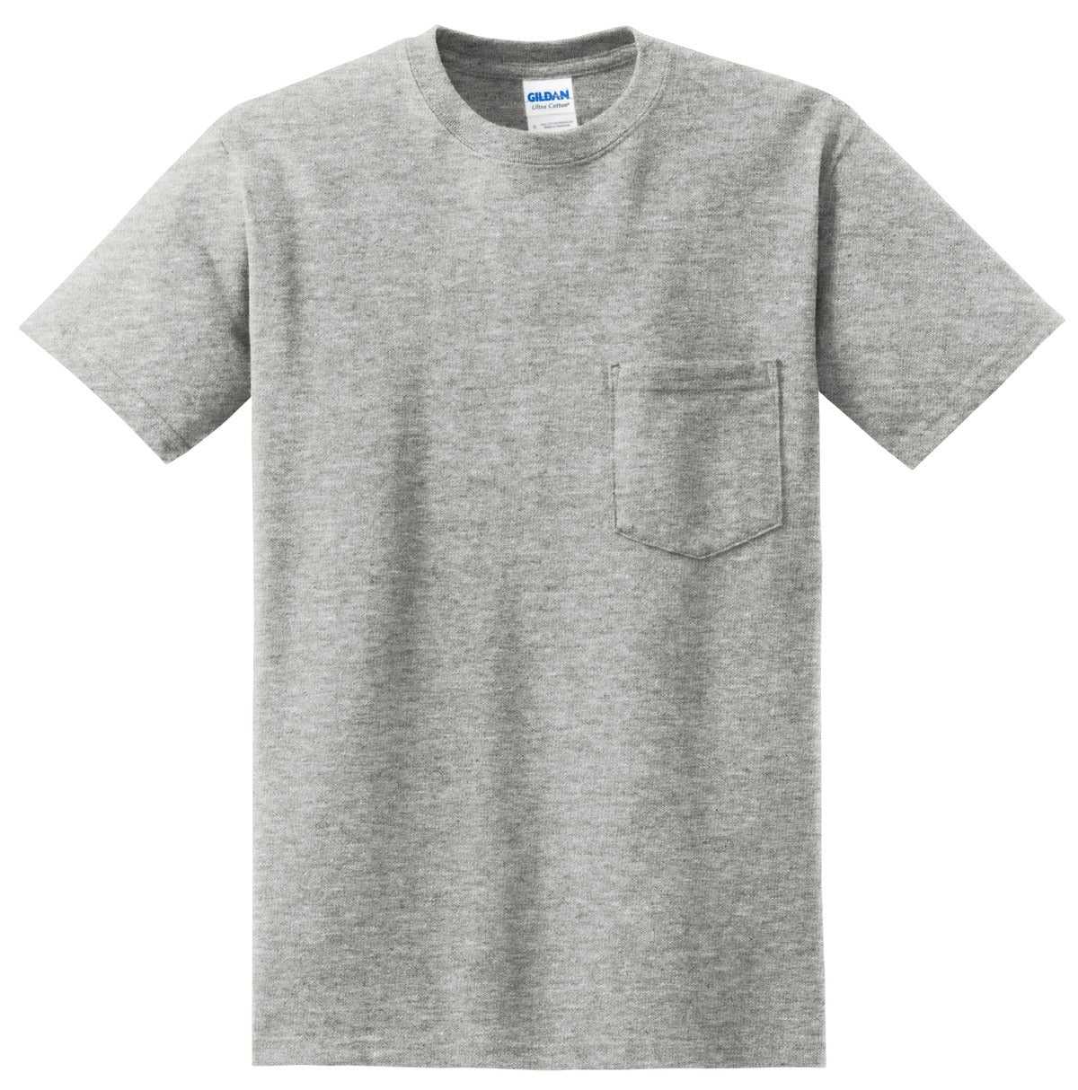 Gildan 2300 Ultra Cotton 100% Cotton T-Shirt with Pocket - Sport Gray - HIT a Double