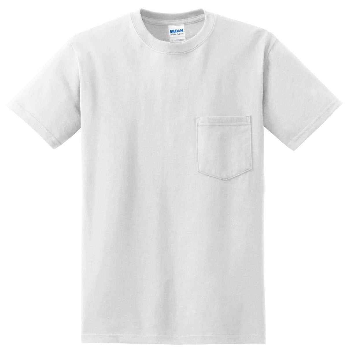 Gildan 2300 Ultra Cotton 100% Cotton T-Shirt with Pocket - White - HIT a Double