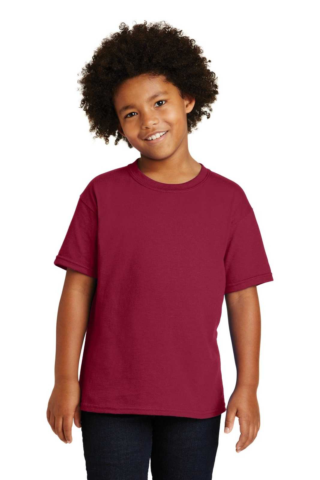 Gildan 5000B Youth Heavy Cotton 100% Cotton T-Shirt - Cardinal Red - HIT a Double