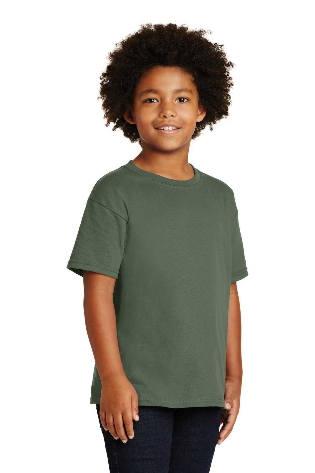 Gildan 5000B Youth Heavy Cotton 100% Cotton T-Shirt - Military Green - HIT a Double