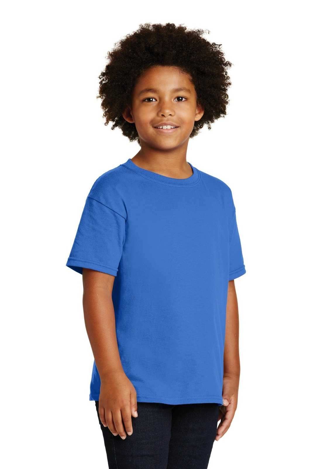 Gildan 5000B Youth Heavy Cotton 100% Cotton T-Shirt - Neon Blue - HIT a Double
