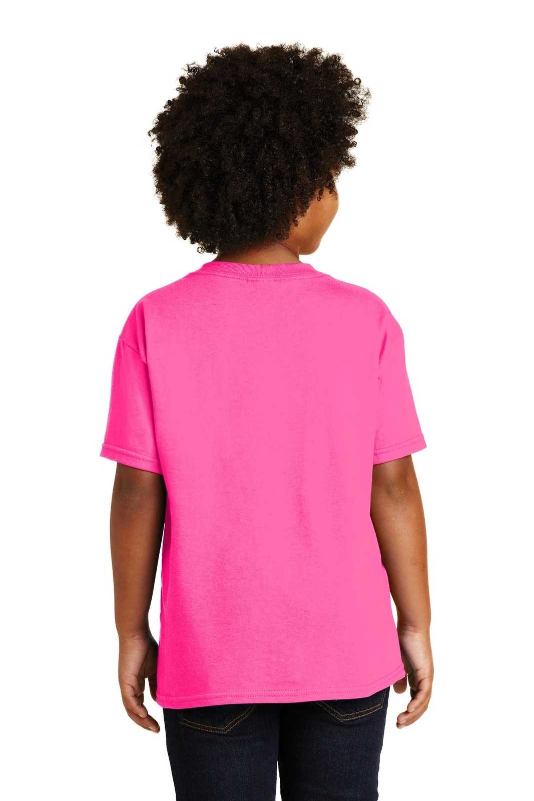 Gildan 5000B Youth Heavy Cotton 100% Cotton T-Shirt - Safety Pink - HIT a Double