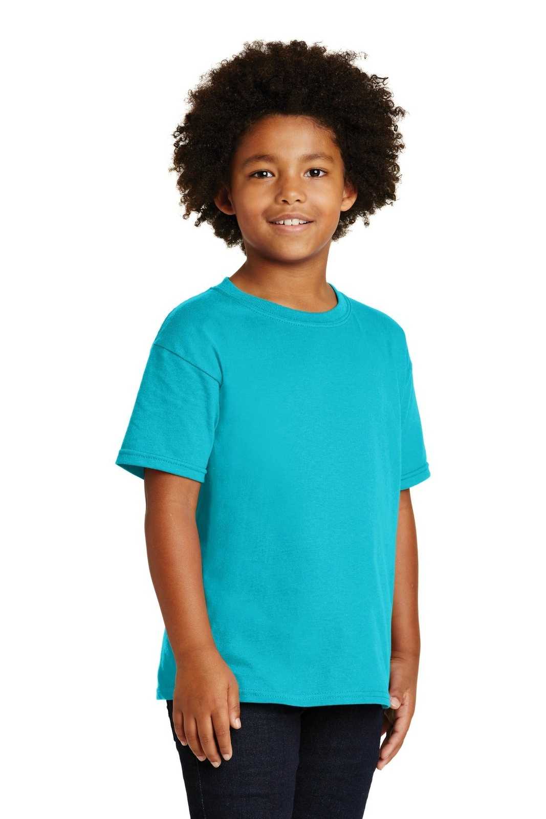 Gildan 5000B Youth Heavy Cotton 100% Cotton T-Shirt - Tropical Blue - HIT a Double