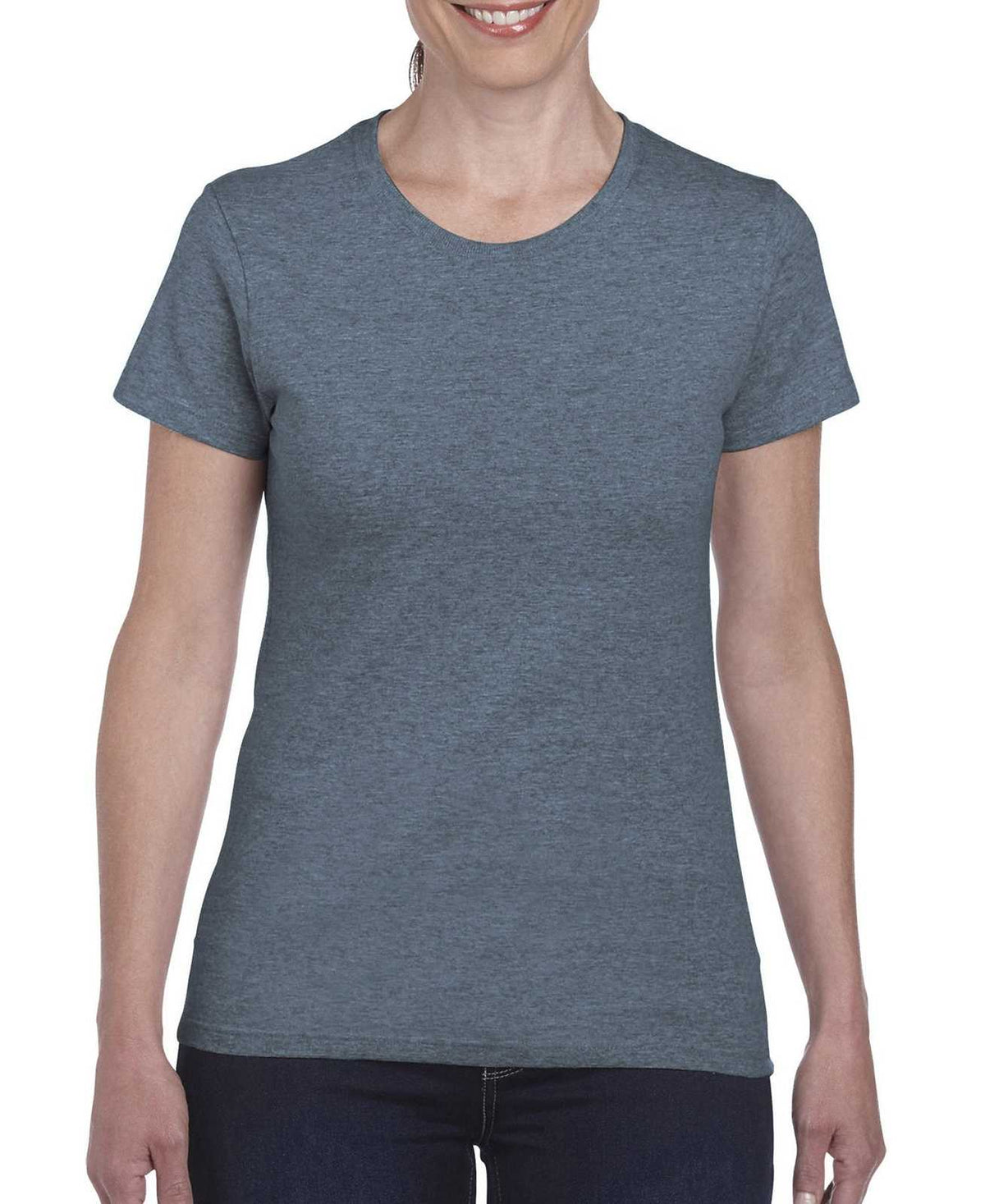 Gildan 5000L Ladies Heavy Cotton 100% Cotton T-Shirt - Heather Navy - HIT a Double
