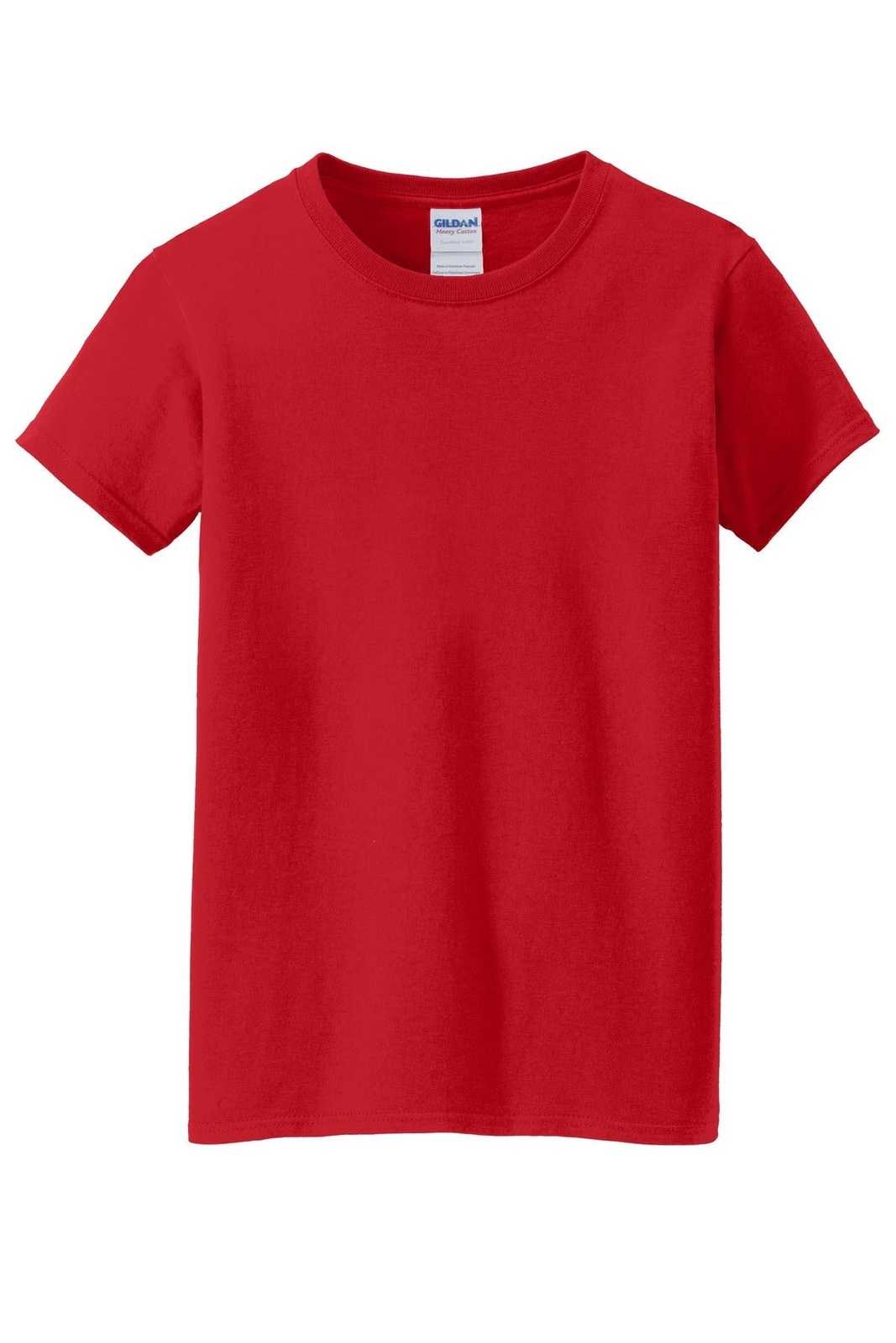 Gildan 5000L Ladies Heavy Cotton 100% Cotton T-Shirt - Red - HIT a Double