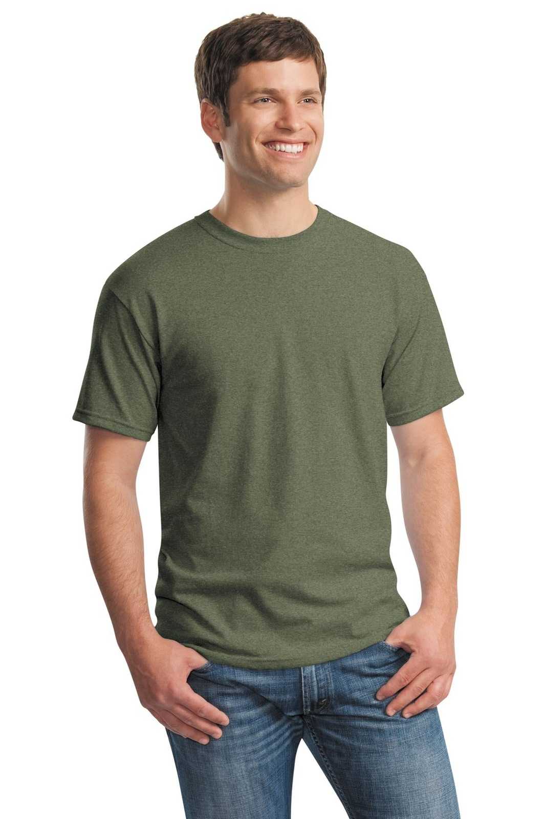 Gildan 5000 Heavy Cotton 100% Cotton T-Shirt - Heather Military Green - HIT a Double