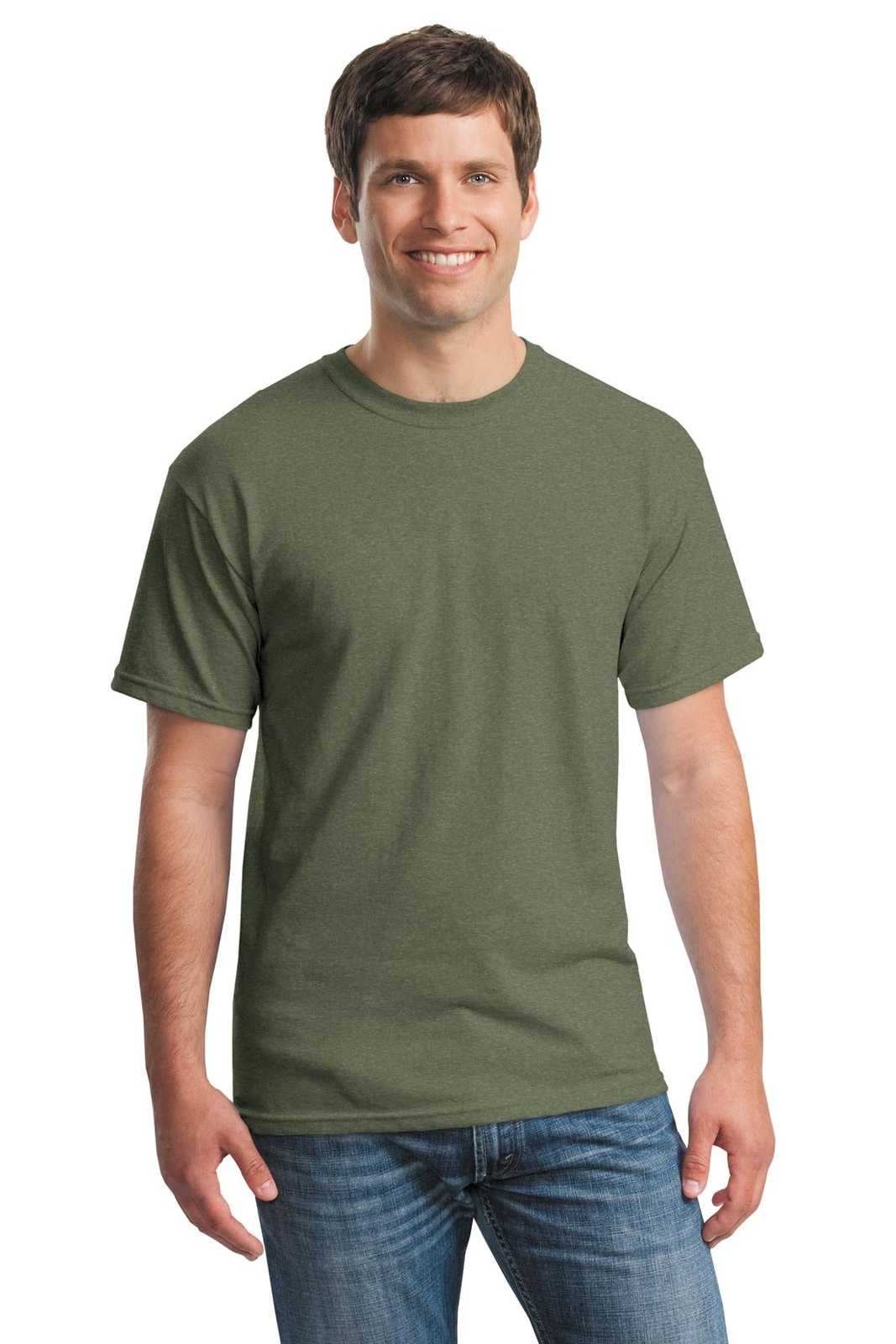 Gildan 5000 Heavy Cotton 100% Cotton T-Shirt - Heather Military Green - HIT a Double
