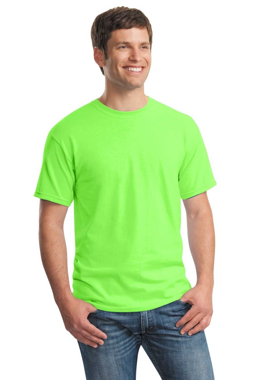 Gildan 5000 Heavy Cotton 100% Cotton T-Shirt - Neon Green - HIT a Double