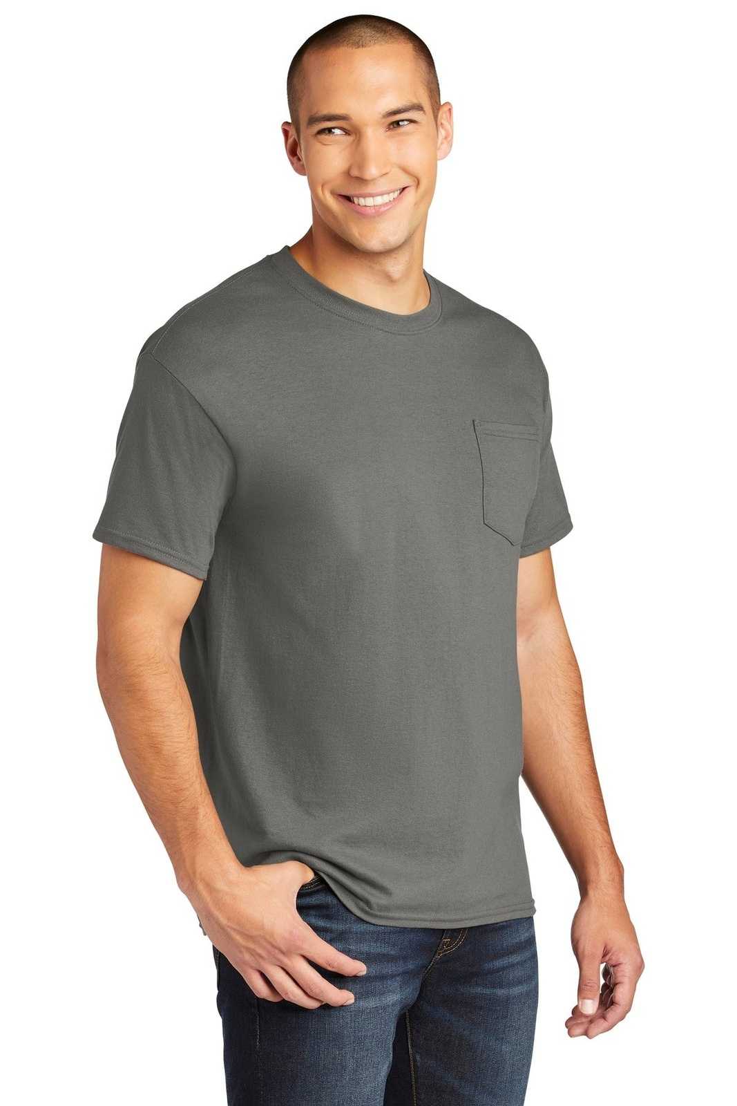 Gildan 5300 Heavy Cotton 100% Cotton Pocket T-Shirt - Charcoal - HIT a Double