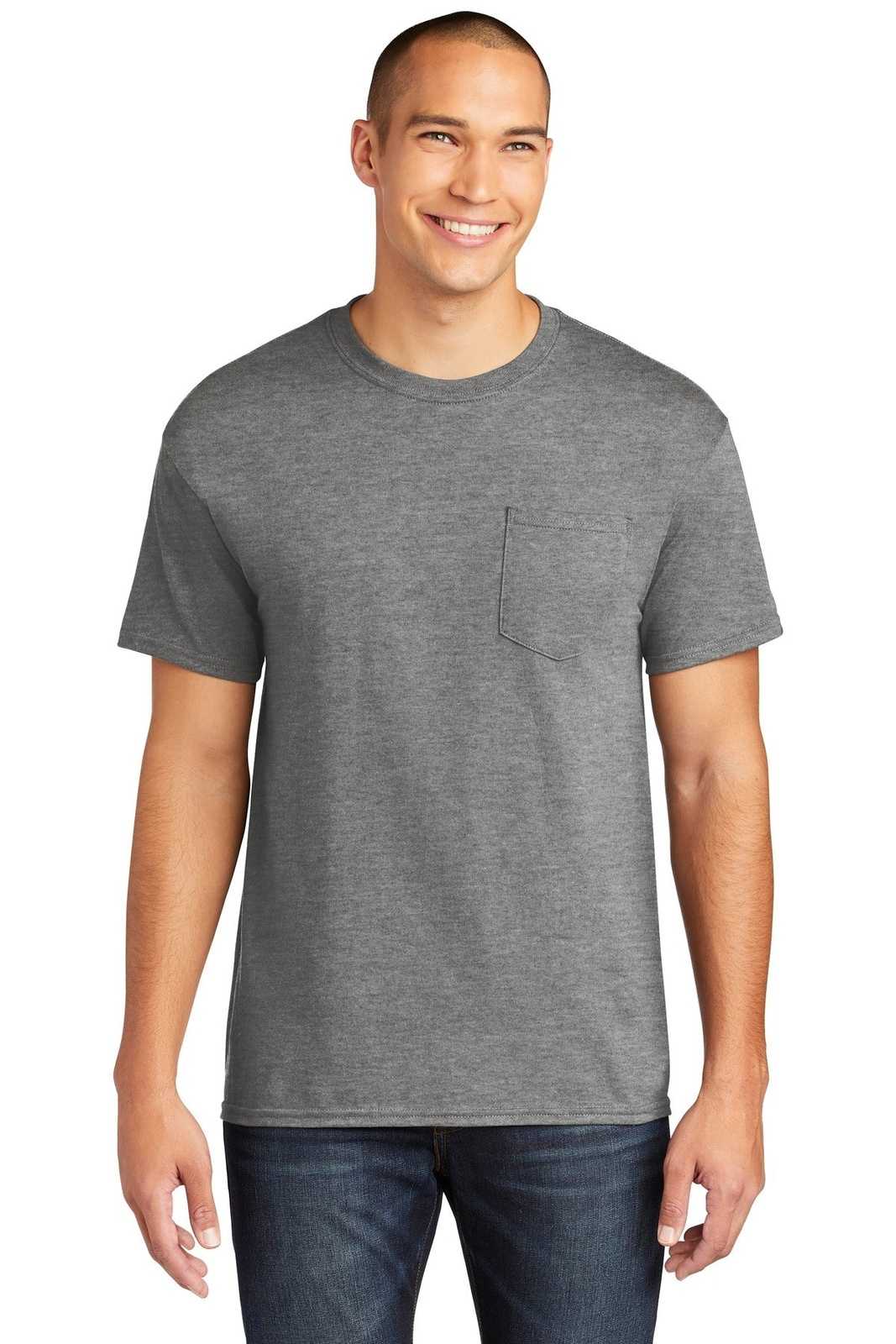Gildan 5300 Heavy Cotton 100% Cotton Pocket T-Shirt - Graphite Heather - HIT a Double