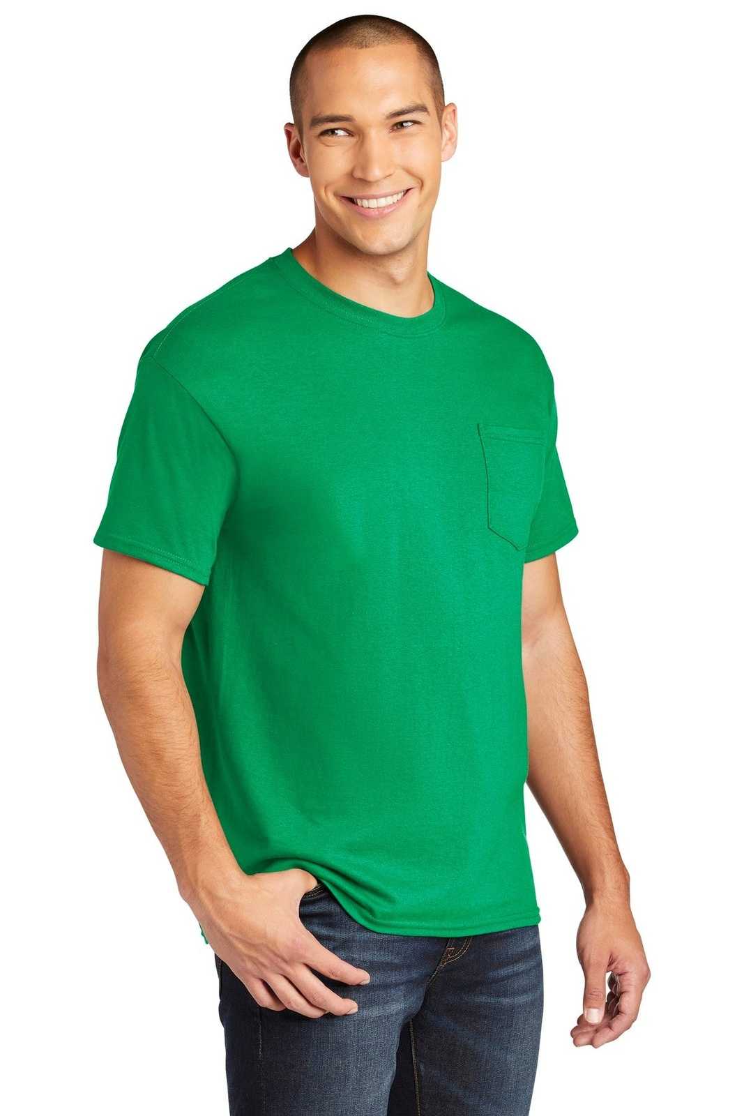 Gildan 5300 Heavy Cotton 100% Cotton Pocket T-Shirt - Irish Green - HIT a Double