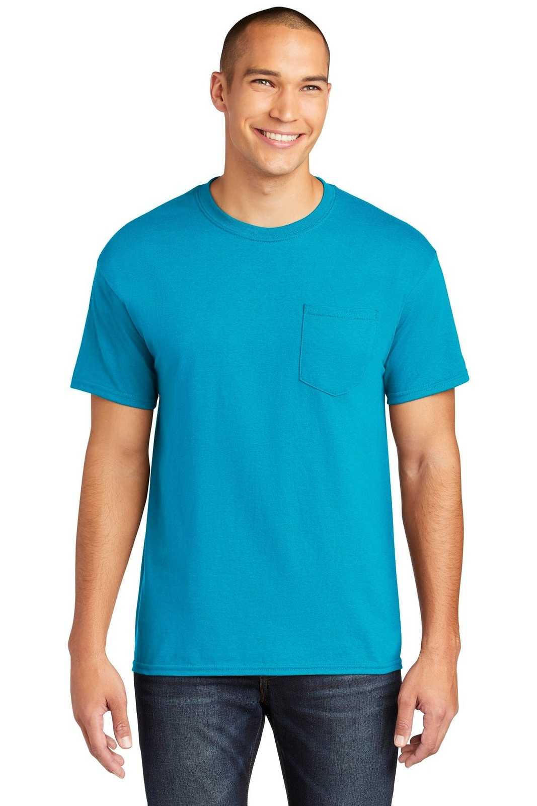 Gildan 5300 Heavy Cotton 100% Cotton Pocket T-Shirt - Sapphire - HIT a Double