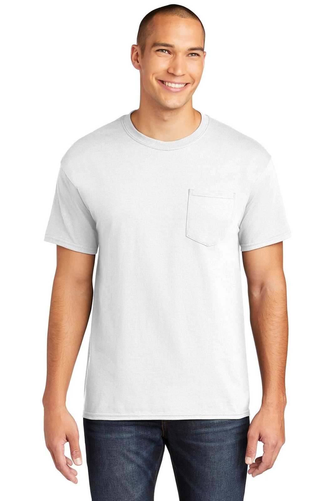 Gildan 5300 Heavy Cotton 100% Cotton Pocket T-Shirt - White - HIT a Double